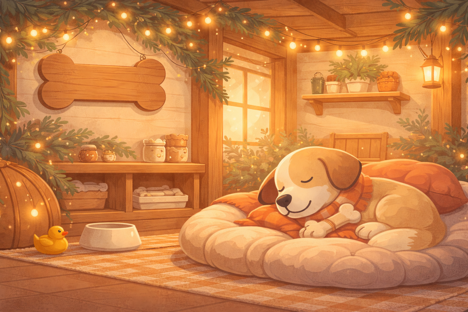 Festive woodland dogs illustration for dog services